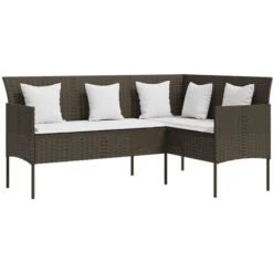 5 Piece L-shaped Couch Sofa Set With Cushions Poly Rattan Brown VidaXL -Outdoor Furniture Store 58973689 4