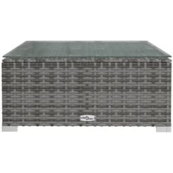 Garden Coffee Table Grey 60x60x30 Cm Poly Rattan And Glass VidaXL -Outdoor Furniture Store 58973845 4