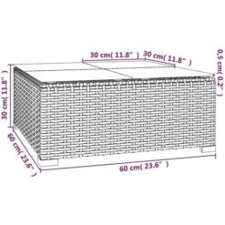Garden Coffee Table Grey 60x60x30 Cm Poly Rattan And Glass VidaXL -Outdoor Furniture Store 58973845 5