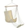 Topdeal Hammock Chair With Footrest Beige Cotton Canvas FF423983UK -Outdoor Furniture Store 59170424 1