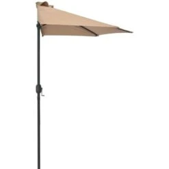 Topdeal Balcony Parasol With Aluminium Pole Taupe 270x135 Cm Half VDFF28782UK -Outdoor Furniture Store 59170667 4