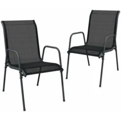 Outdoor Furniture Store 25 Garden Chairs 2 Pcs Steel And Textilene Black VidaXL