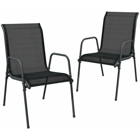 Garden Chairs 2 Pcs Steel And Textilene Black VidaXL 3 Garden Chairs 2 Pcs Steel And Textilene Black VidaXL