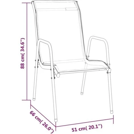 Garden Chairs 2 Pcs Steel And Textilene Black VidaXL 5 Garden Chairs 2 Pcs Steel And Textilene Black VidaXL - Image 3