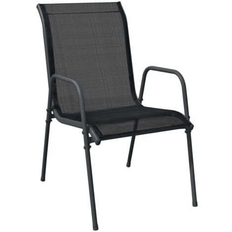 Garden Chairs 2 Pcs Steel And Textilene Black VidaXL 6 Garden Chairs 2 Pcs Steel And Textilene Black VidaXL - Image 4