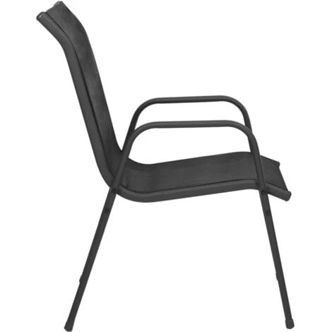 Garden Chairs 2 Pcs Steel And Textilene Black VidaXL 7 Garden Chairs 2 Pcs Steel And Textilene Black VidaXL - Image 5