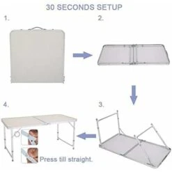 90cm X 60cm Folding Camping Picnic Table Adjustable Height 37/67cm Aluminum Frame Heavy Duty 66lbs Capacity, 7.7lb Lightweight Portable Outdoor Aluminium Folding Table 3FT Dinning Table -Outdoor Furniture Store 59283965 4
