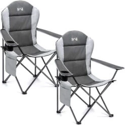 Falcon Padded Camping Chair (Twin Pack) - Grey