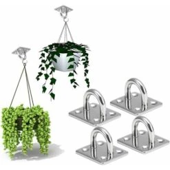 M6 Heavy Duty Pad Eye Plate, 304 Stainless Steel Oblong Eye Pad Plate, Staple Ring Hook Loop U-Shaped Sail Shade Marine Hardware, Wall Ceiling Hammock Hooks Hanger For Swing Suspension(4Pcs) -Outdoor Furniture Store 59337250 5