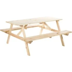 Outsunny 5.8FT Outdoor Wooden Picnic Table Bench Garden Patio Pub Chair 4 Seats