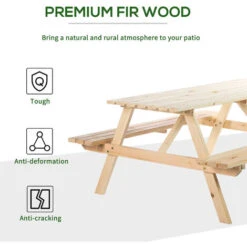 Outsunny 5.8FT Outdoor Wooden Picnic Table Bench Garden Patio Pub Chair 4 Seats -Outdoor Furniture Store 5934802 5