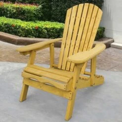 Outdoor Adirondack Garden Patio Chair Armchair With Adjustable Curved Back Rest
