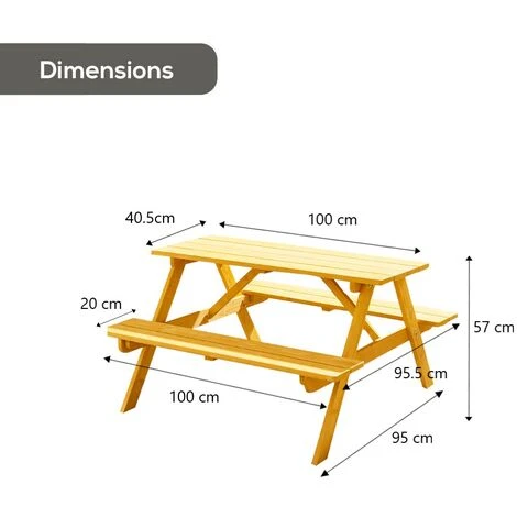 Trueshopping Children's Garden "PANDA" Picnic Bench Table Set 6 Trueshopping Children's Garden "PANDA" Picnic Bench Table Set - Image 4