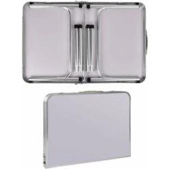 90CM Portable Aluminum Folding Table Party Garden BBQ Camping Table, 2 Gear Adjustable Height Lightweight Aluminum Foldable Table For Outdoor Picnic Cooking, White, Unfolding Size: 90x67/37CM 9 90CM Portable Aluminum Folding Table Party Garden BBQ Camping Table, 2 Gear Adjustable Height Lightweight Aluminum Foldable Table For Outdoor Picnic Cooking, White, Unfolding Size: 90x67/37CM -Outdoor Furniture Store 59499037 3