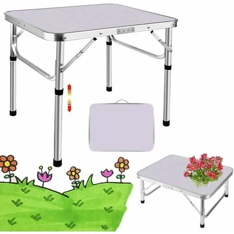 Picnic Table 2ft, Folding Camping Table With 2 Adjustable Height, Aluminium Carry BBQ Desk For Kitchen Outdoor, Unfolding Size: 60x45x26/56cmcm 3 Picnic Table 2ft, Folding Camping Table With 2 Adjustable Height, Aluminium Carry BBQ Desk For Kitchen Outdoor, Unfolding Size: 60x45x26/56cmcm