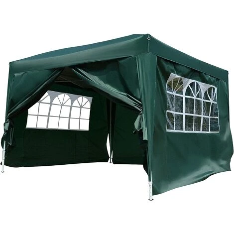 3x3m Gazebos For Outdoor Garden, Heavy Duty Waterproof Marquee Tent, Festival Camping Tent Commercial Grade Market Stall Car Awning Shade, With 4 Sidewalls, Green 3 3x3m Gazebos For Outdoor Garden, Heavy Duty Waterproof Marquee Tent, Festival Camping Tent Commercial Grade Market Stall Car Awning Shade, With 4 Sidewalls, Green