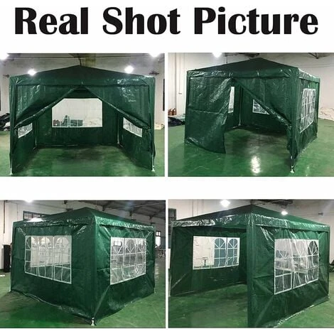 3x3m Gazebos For Outdoor Garden, Heavy Duty Waterproof Marquee Tent, Festival Camping Tent Commercial Grade Market Stall Car Awning Shade, With 4 Sidewalls, Green 6 3x3m Gazebos For Outdoor Garden, Heavy Duty Waterproof Marquee Tent, Festival Camping Tent Commercial Grade Market Stall Car Awning Shade, With 4 Sidewalls, Green - Image 4