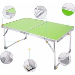 Folding Tray Table Kids Small Folding Table Bed Sofa Tray With Handle, Portable 4 Foot Garden Table Foldabe Aluminium Laptop Table Computer Desk For Study Or Outdoor Table For Picnic Camping BBQ Party -Outdoor Furniture Store 59499709 4