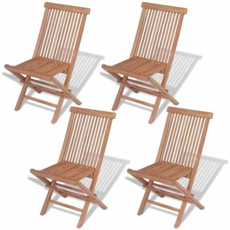 Folding Garden Chairs 4 Pcs Solid Teak Wood VidaXL 3 Folding Garden Chairs 4 Pcs Solid Teak Wood VidaXL