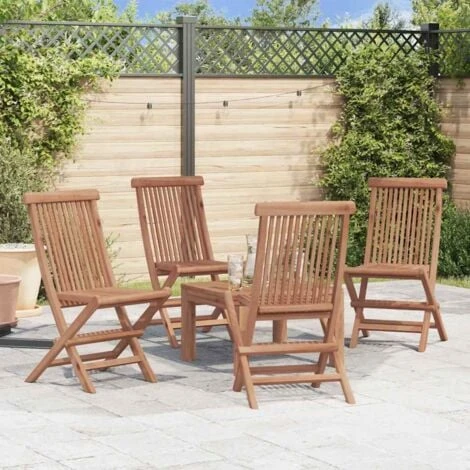 Folding Garden Chairs 4 Pcs Solid Teak Wood VidaXL 4 Folding Garden Chairs 4 Pcs Solid Teak Wood VidaXL - Image 2