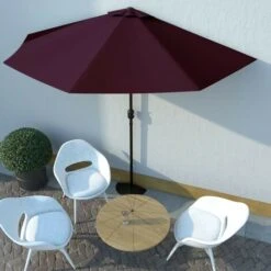 Hommoo Balcony Parasol With Aluminium Pole Bordeaux Red 300x150x253 Cm Half