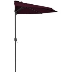 Hommoo Balcony Parasol With Aluminium Pole Bordeaux Red 300x150x253 Cm Half -Outdoor Furniture Store 59931696 4