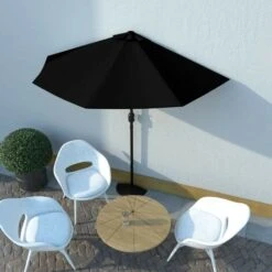 Hommoo Balcony Parasol With Aluminium Pole Black 270x135x245 Cm Half