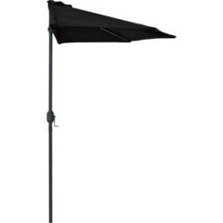 Hommoo Balcony Parasol With Aluminium Pole Black 270x135x245 Cm Half -Outdoor Furniture Store 59931702 4