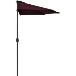 Hommoo Balcony Parasol With Aluminium Pole Bordeaux Red 270x135x245 Cm Half -Outdoor Furniture Store 59931704 4