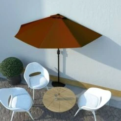 Hommoo Balcony Parasol With Aluminium Pole Terracotta 270x135x245 Cm Half