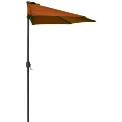 Hommoo Balcony Parasol With Aluminium Pole Terracotta 270x135x245 Cm Half -Outdoor Furniture Store 59931706 4