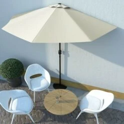 Hommoo Balcony Parasol With Aluminium Pole Sand 300x150 Cm Half