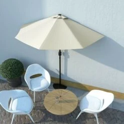 Hommoo Balcony Parasol With Aluminium Pole Sand 270x135 Cm Half