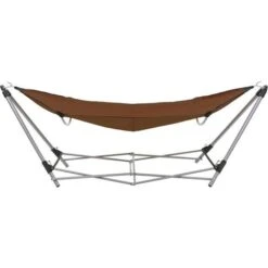 Hommoo Hammock With Foldable Stand Brown -Outdoor Furniture Store 59934584 3
