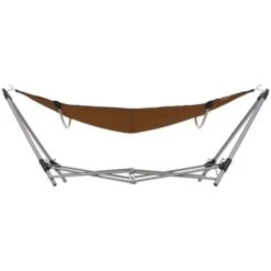 Hommoo Hammock With Foldable Stand Brown -Outdoor Furniture Store 59934584 4