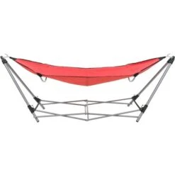Hommoo Hammock With Foldable Stand Red -Outdoor Furniture Store 59934592 3