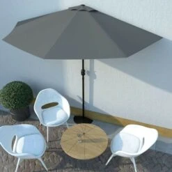Hommoo Balcony Parasol With Aluminium Pole Anthracite 300x150 Cm Half
