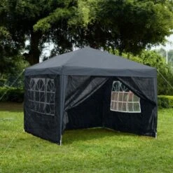 2.5x2.5m Pop Up Gazebo With Sides Outdoor Garden Heavy Duty Party Tent, Grey