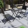3 Piece Rattan Bistro Set Garden Patio Furniture Outdoor 2 Seater Table & Chairs Set, Black