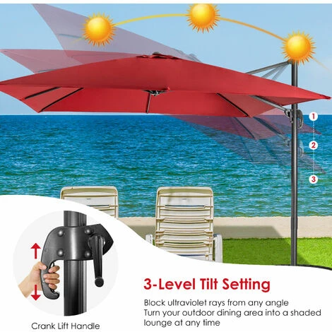 Patio Square Offset Umbrella Garden Cantilever Parasol Large Outdoor Sun Shade 6 Patio Square Offset Umbrella Garden Cantilever Parasol Large Outdoor Sun Shade - Image 4