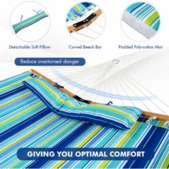 Portable Hammock Outdoor Garden Camping Hanging Swing With Detachable Pillow -Outdoor Furniture Store 60442954 3