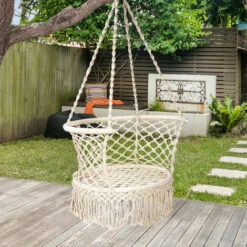 Garden Outdoor Patio Hammock Chair Cotton Rope Macrame Hanging Swing Chair