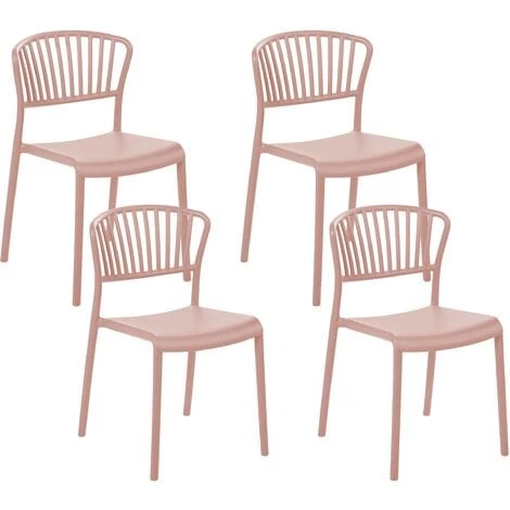 Set Of 4 Plastic Dining Chairs Indoor Outdoor Stacking Side Chairs Pink Gela 3 Set Of 4 Plastic Dining Chairs Indoor Outdoor Stacking Side Chairs Pink Gela