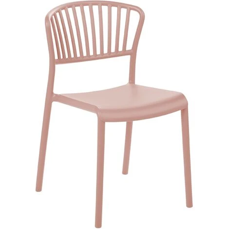 Set Of 4 Plastic Dining Chairs Indoor Outdoor Stacking Side Chairs Pink Gela 6 Set Of 4 Plastic Dining Chairs Indoor Outdoor Stacking Side Chairs Pink Gela - Image 4