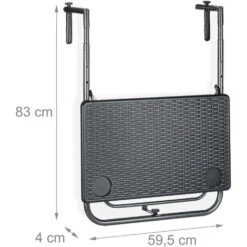 Relaxdays Folding Balcony Table, Hang On Railings, 3 Height Settings, Rattan Effect Tabletop, WxD: 59.5 X 36 Cm, Black 11 Relaxdays Folding Balcony Table, Hang On Railings, 3 Height Settings, Rattan Effect Tabletop, WxD: 59.5 X 36 Cm, Black -Outdoor Furniture Store 61317946 5