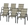 Set Of 6 PE Wicker Stackable Chairs Garden Patio Armchairs Bistro Chair Seats -Outdoor Furniture Store 61359016 1