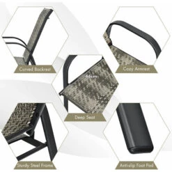 Set Of 6 PE Wicker Stackable Chairs Garden Patio Armchairs Bistro Chair Seats -Outdoor Furniture Store 61359016 3