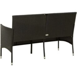 3-Seater Garden Sofa With Cushions Black Poly Rattan VidaXL -Outdoor Furniture Store 61592061 5