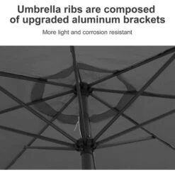 VINGO Parasol Not Tilting Shade Canopy Mechanism Sun Aluminium Umbrella Crank,3.5m Gray -Outdoor Furniture Store 63140654 4