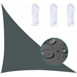Triangle Shade Sail Waterproof Stretched Canvas UV Protection Waterproof Weather Resistant Fabric Dries Quickly For Garden Parks Lawns, 3X3X3m,Dark Gray